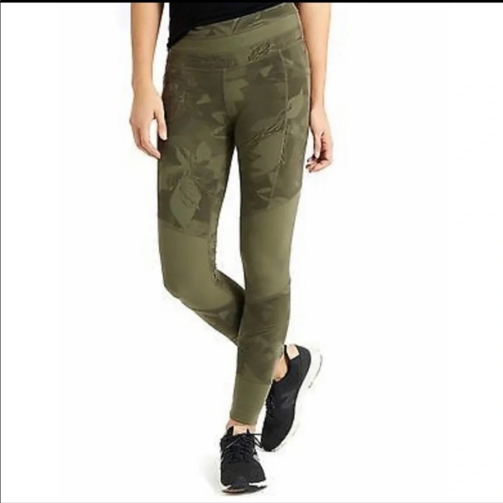 Athleta Tropical Excursion Green Floral Tight Leggings